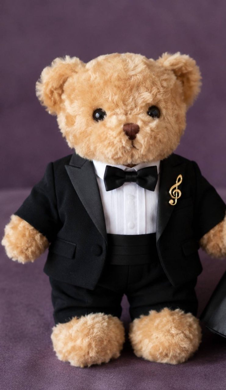 Musician Bear — A handcrafted teddy bear dressed for the stage — the perfect meaningful gift for musicians, performers, and music graduates in Malaysia.
